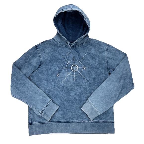 DR.WOO x Nyden Los Angeles Size M Denim Embroidered Compass Pullover Hoodie - Picture 1 of 13